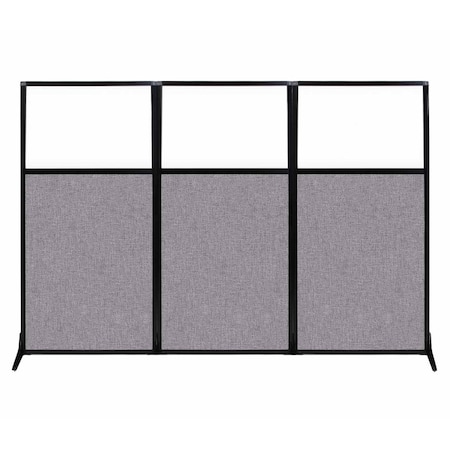 Versare Work Station Screen 99" x 70" Cloud Gray Fabric With Clear Window 1840308